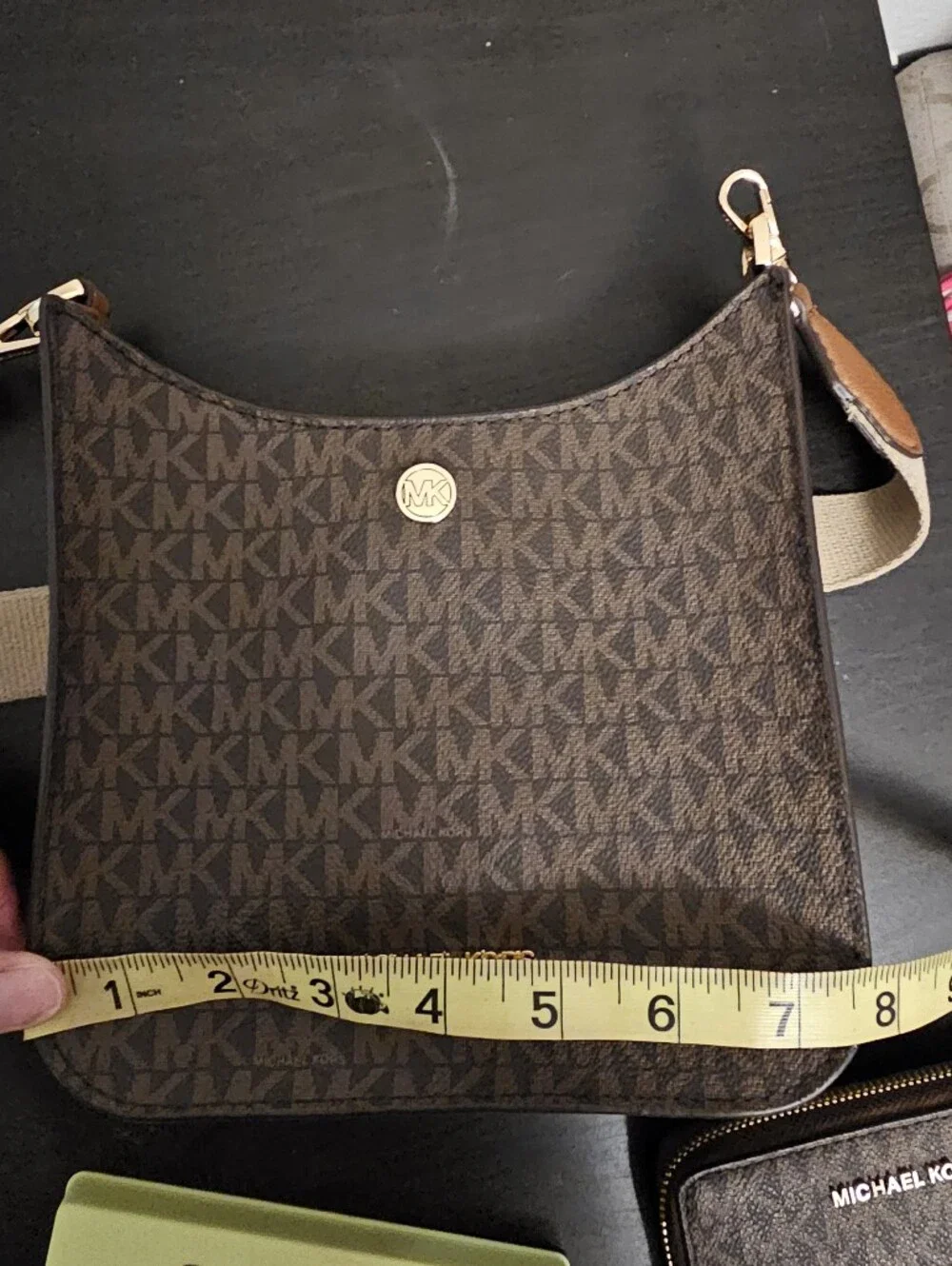 Michael Kors Brown Signature MK Monogram Crossbody with Matching Wallet